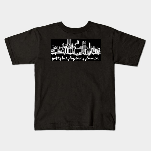 Pittsburgh Skyline Kids T-Shirt by fiberandgloss